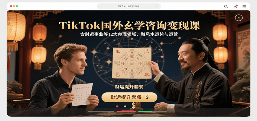 fy16988期-TikTok国外玄学咨询变现课，含财运事业等12大命理领域，融风水运势与运营