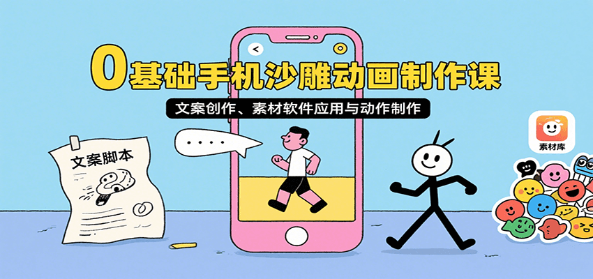 fy16991期-0基础手机沙雕动画制作课，文案创作、素材软件应用与动作制作