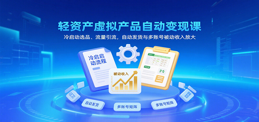 fy17123期-轻资产虚拟产品自动变现课，冷启动选品、流量引流，自动发货与多账号被动收入放大
