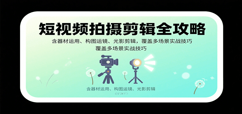 fy17270期-短视频拍摄剪辑全攻略：含器材运用、构图运镜、光影剪辑，覆盖多场景实战技巧