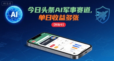 mp34384期-今日头条AI军事赛道，单日收益多张 ，手机可做【附指令】