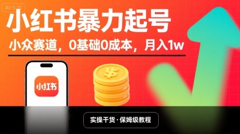 mp34393期-小红书暴力起号，小众赛道，0基础0成本，月入1w