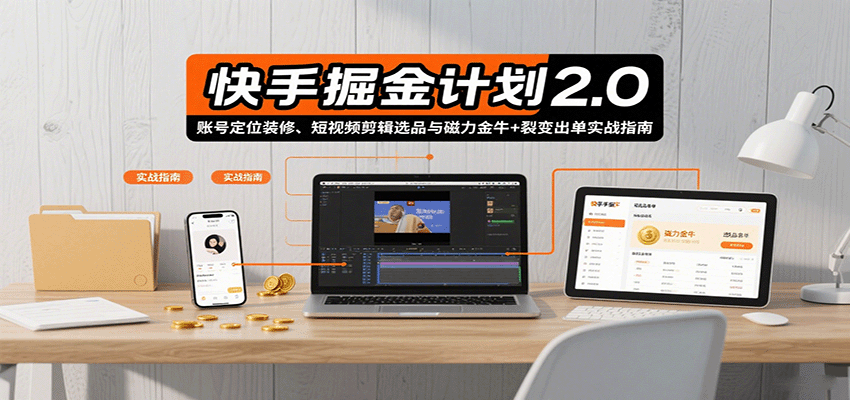 fy17517期-快手掘金计划2.0，账号定位装修、短视频剪辑选品与磁力金牛+裂变出单实战指南