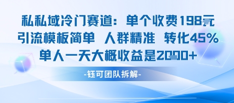 mp35077期-私域冷门赛道单个收费198米引流模板简单人群精准 45%的转化率单人一天大概收益多张
