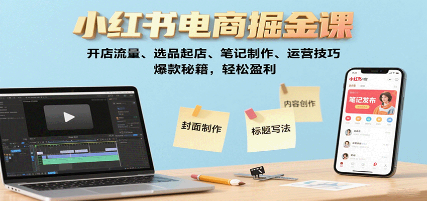fy17913期-小红书电商掘金课：开店流量、选品起店、笔记制作、运营技巧，爆款秘籍，轻松盈利