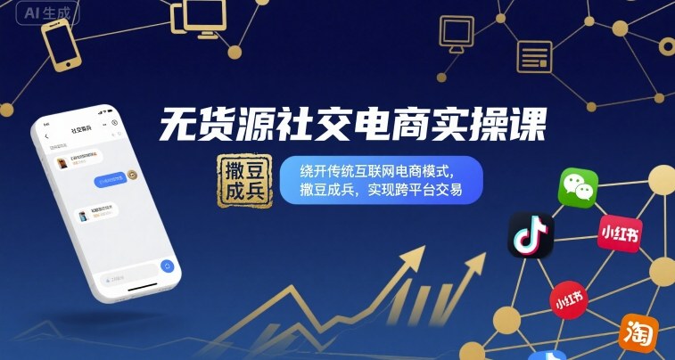mp35576期-无货源社交电商实操课，绕开传统互联网电商模式，撒豆成兵，实现跨平台交易