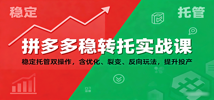 fy18291期-拼多多稳转托实战课：稳定托管双操作，含优化、裂变、反向玩法，提升投产