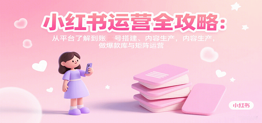 fy18298期-小红书运营全攻略：从平台了解到账号搭建、内容生产，做爆款库与矩阵运营