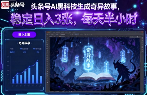 mp36611期-头条号AI黑科技生成奇异故事，稳定日入3张，每天半小时