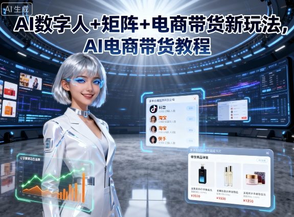 mp36734期-AI数字人+矩阵+电商带货新玩法，AI电商带货教程