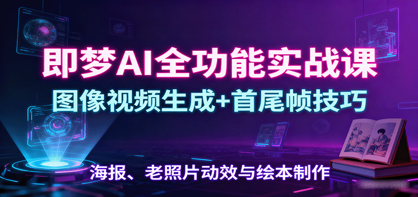 fy18509期-即梦AI全功能实战课：图像视频生成+首尾帧技巧，海报、老照片动效与绘本制作
