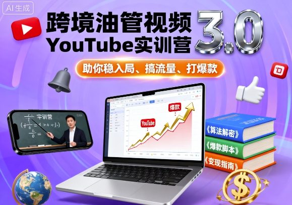 mp37026期-跨境油管视频YouTube实训营3.0，助你稳入局、搞流量、打爆款