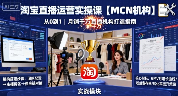 mp37133期-淘宝直播运营实操课【MCN机构】，从0到1做一家月销千W的直播机构