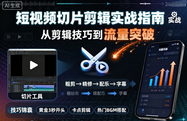 mp37141期-短视频切片剪辑实战指南，从剪辑技巧到流量突破