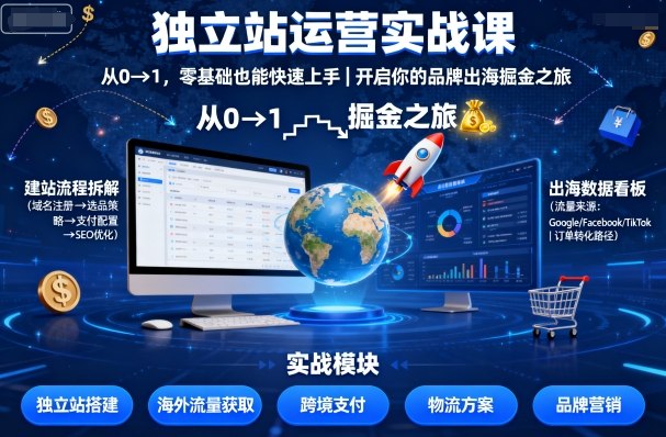 mp37237期-独立站运营实战课，​从0到1，零基础也能快速上手，开启你的品牌出海掘金之旅