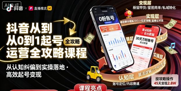 mp37657期-抖音从0到1起号运营全攻略课程，从认知纠偏到实操落地，高效起号变现