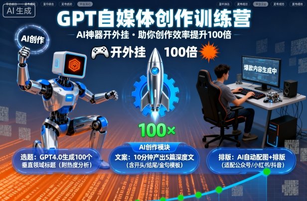 mp37669期-GPT自媒体创作训练营：AI神器开外挂，助你创作效率提升100倍