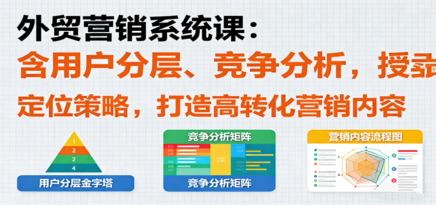 fy18834期-外贸营销系统课：含用户分层、竞争分析，授卖品、定位策略，打造高转化营销内容