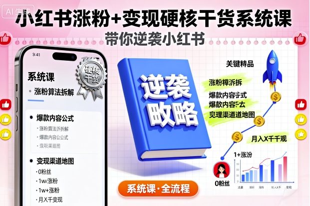 mp37828期-小红书涨粉+变现硬核干货系统课，带你逆袭小红书