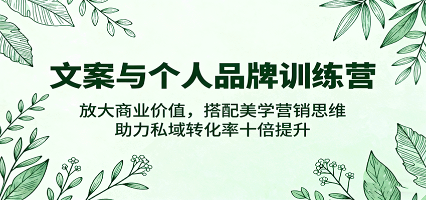 fy18970期-文案与个人品牌训练营，放大商业价值，搭配美学营销思维，助力私域转化率十倍提升