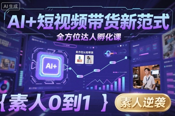 mp38270期-AI+短视频带货新范式全方位达人孵化课，素人也可以从0到1，全方位认知短视频带货