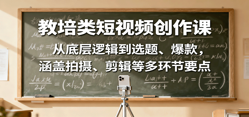 fy19094期-教培类短视频创作课：从底层逻辑到选题、爆款，涵盖拍摄、剪辑等多环节要点