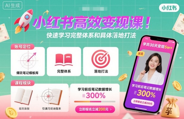 mp38681期-小红书高效变现课，快速学习小红书完整体系和具体落地打法