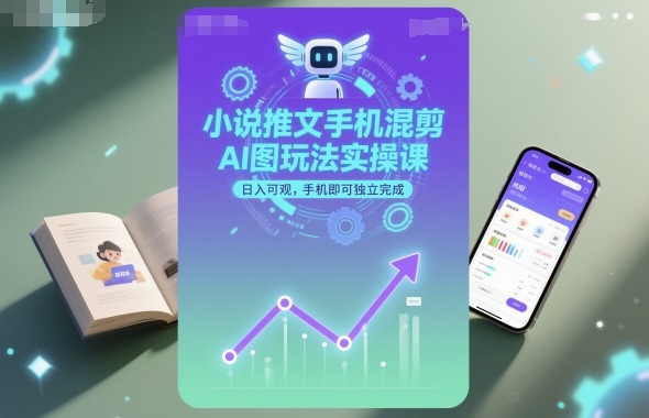 mp38901期-小说推文手机混剪AI图玩法实操课，日入可观，手机即可独立完成