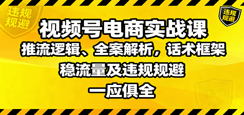 fy19300期-视频号电商实战课：推流逻辑、全案解析，话术框架，稳流量及违规规避等