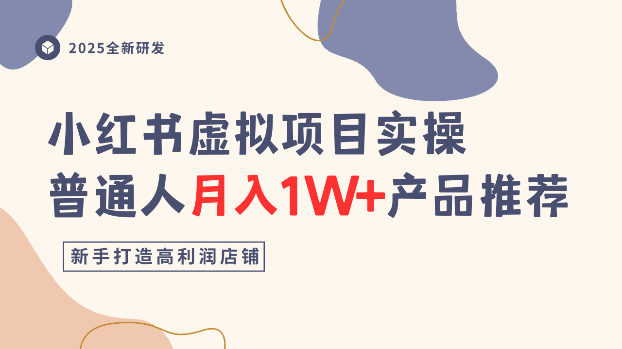 mp39013期-小红书虚拟项目实操指南，普通人月入1W+产品推荐，直接抄