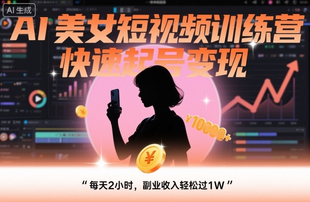 mp39017期-AI美女短视频训练营，快速起号变现，每天2小时，副业收入轻松过1W