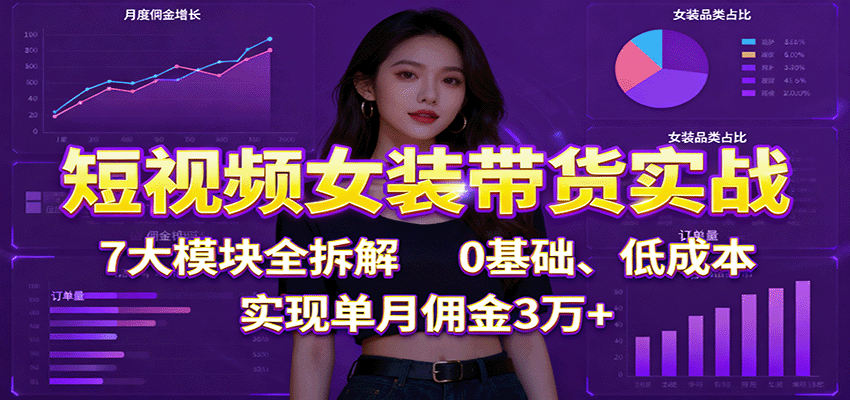 fy19342期-短视频女装带货实战：7大模块全拆解，0基础、低成本，实现单月佣金3万+