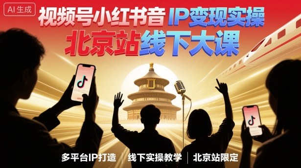 mp39099期-视频号小红书抖音IP变现实操北京站线下大课，40+行业短视频高变现姿势，100+IP高变现实操技术