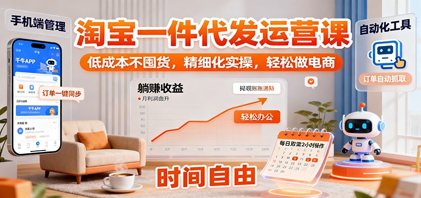 fy19613期-淘宝一件代发运营课：低成本不囤货，精细化实操，轻松做电商
