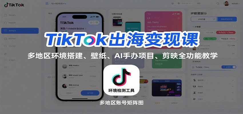 fy19677期-TikTok出海变现课：多地区环境搭建、壁纸、AI 手办项目、剪映全功能教学