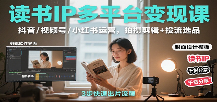 fy19685期-读书IP多平台变现课：抖音/视频号/小红书运营，拍摄剪辑+投流选品