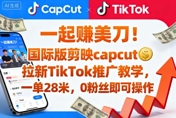 mp39952期-一起賺美刀！国际版剪映capcut拉新TikTok推广教学，一单28米，0粉丝即可操作（附推广入口和教学）