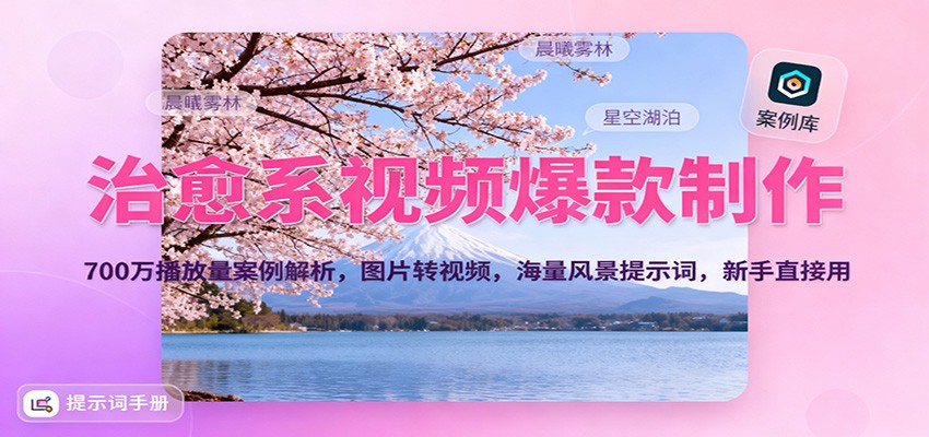 fy20784期-治愈系视频爆款制作，700万播放量案例解析，图片转视频，海量风景提示词，新手直接用