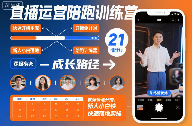 mp42828期-直播运营陪跑训练营，教你快速开播，新人小白快速落地实操