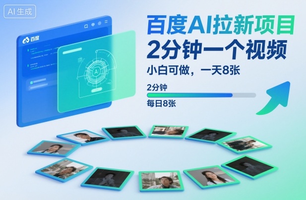 mp42906期-百度AI拉新项目，2分钟一个视频，小白可做，一天8张【附案例+保姆级教程】