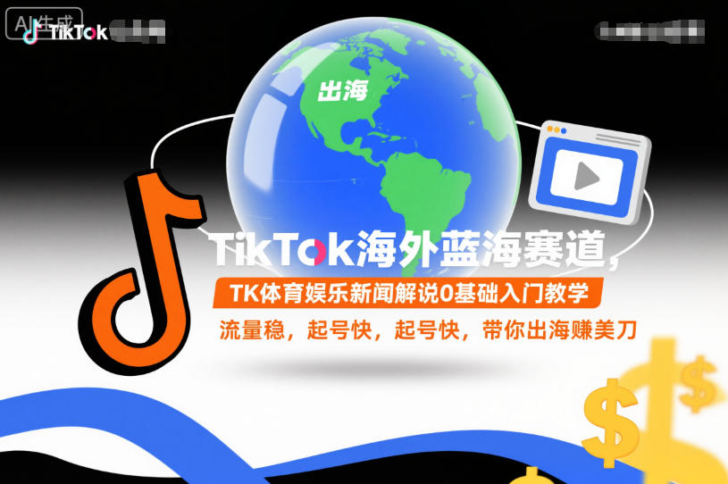 mp44129期-TikTok海外蓝海赛道，TK体育娱乐新闻解说0基础入门教学，流量稳，起号快，带你出海賺美刀