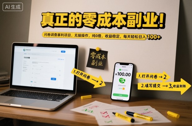 mp44134期-真正的零成本副业！问卷调查暴利项目，无脑操作，纯0撸，收益稳定，每天轻松日入100+