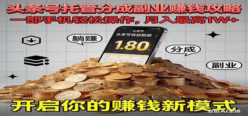fy21683期-全程托管今日头条，一部手机就可以开干，最高躺赚1W+