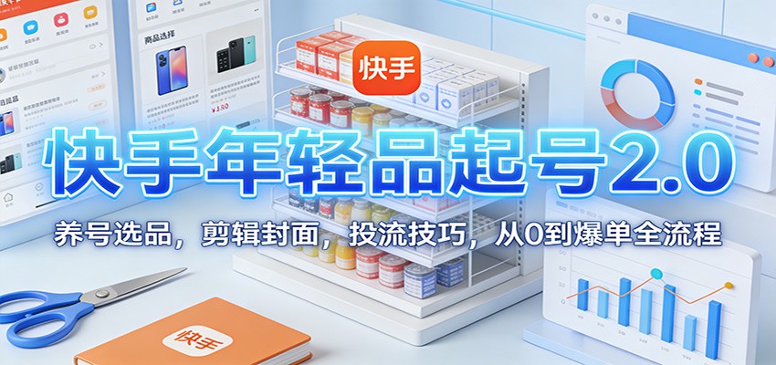 fy21688期-快手年轻品起号2.0：养号选品，剪辑封面，投流技巧，从0到爆单全流程