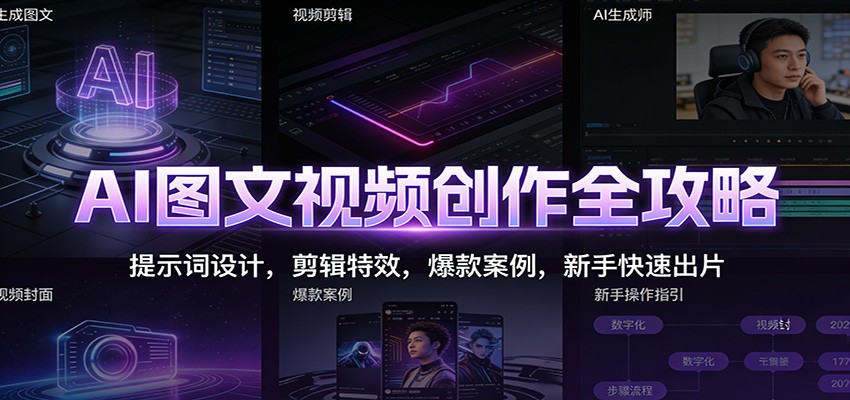 fy21731期-AI图文视频创作全攻略：提示词设计，剪辑特效，爆款案例，新手快速出片