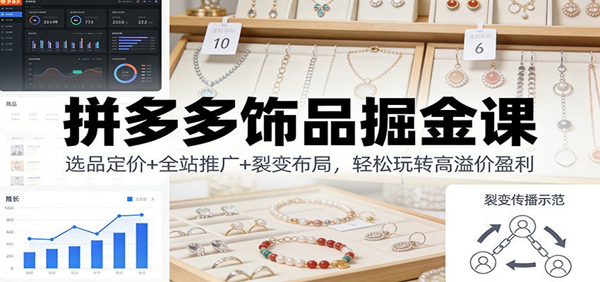 fy21740期-拼多多饰品掘金课：选品定价+全站推广+裂变布局，轻松玩转高溢价盈利