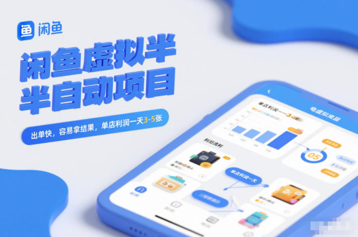 mp44835期-闲鱼虚拟半自动项目，出单快，容易拿结果，单店利润一天3-5张