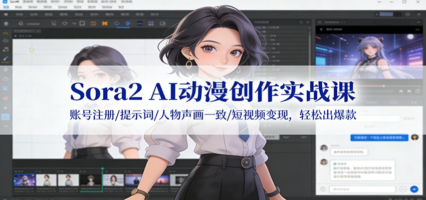 fy21762期-Sora2 AI动漫创作实战课：账号注册/提示词/人物声画一致/短视频变现，轻松出爆款