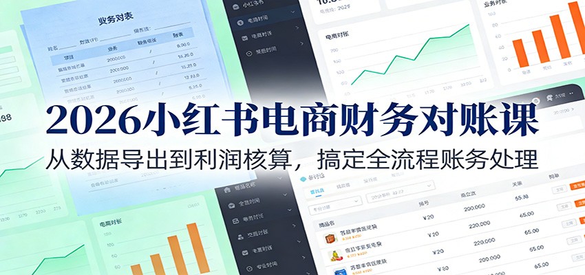 fy21885期-2026小红书电商财务对账课：从数据导出到利润核算，搞定全流程账务处理