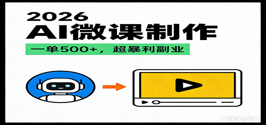 fy21901期-2026AI 风口最稳副业：微课代写制作，一单 500+，人人可做的蓝海项目